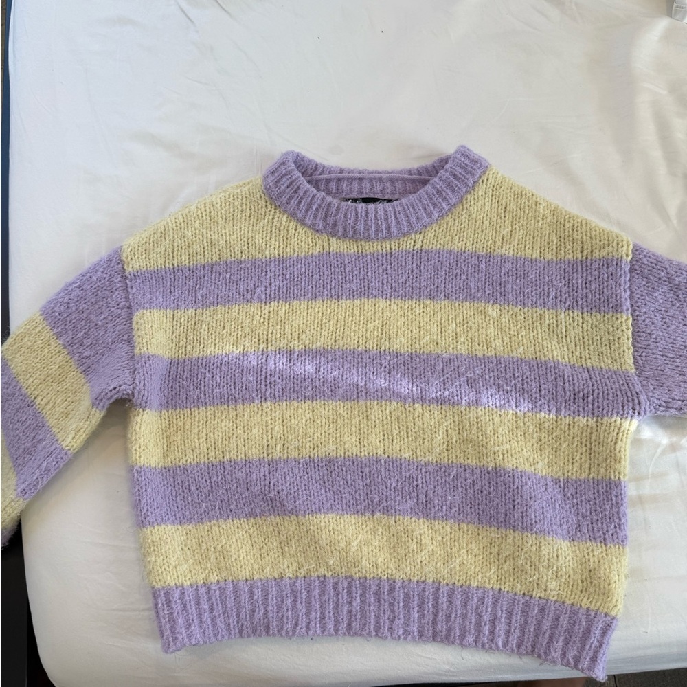 Striped Lavender and Cream Sweater